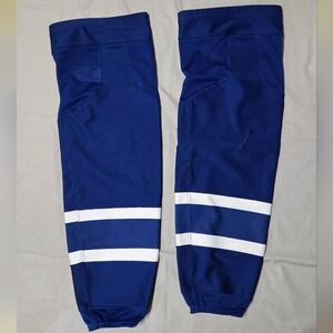 Adidas Toronto Maple Leafs Game Used Home Hockey NHL Socks Size L Blue White